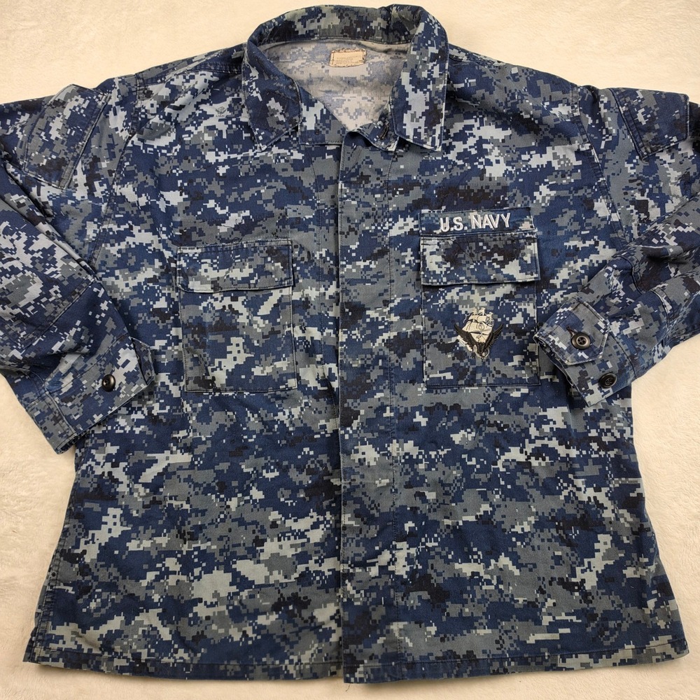 US Navy NWU Type I Blouse Mens XL-Regular Blue Digital Camo Excellent Utility